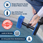 Pool Tile Brush Scrubber 2-in-1 Scrub and Scour Waterline Tile Scale Cleaner - Easily Clean Swimming Pool Tiles Flip Brush