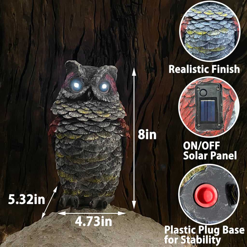FESTGLOX Solar Owl Decoys to Scare Birds Away, Fake Owl Outdoor Garden