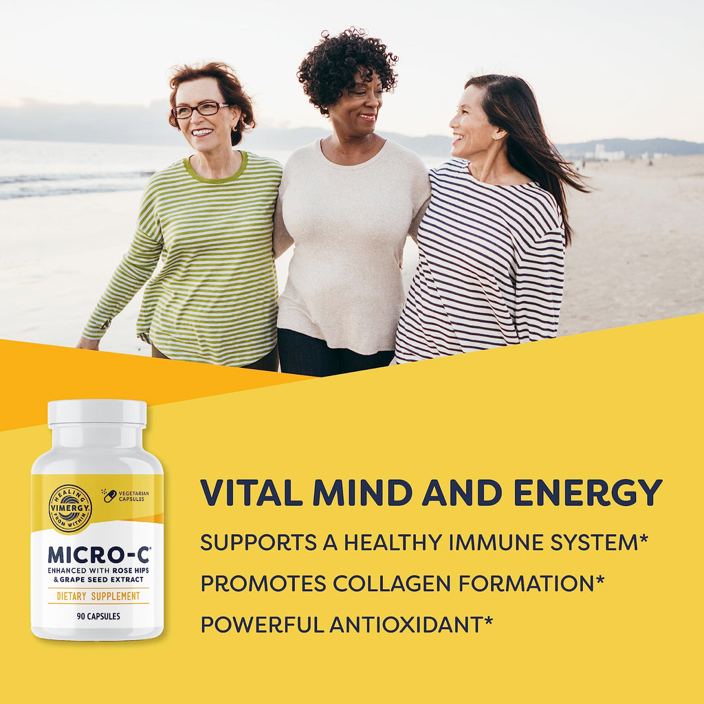 Vimergy Micro-C® Vitamin C Capsules – 500mg per Capsule, Supports Immune Health*, Promotes Collagen Production, Supports Healthy Bones*, Kosher, Vegan & Gluten-Free, Travel Size 90 Capsules