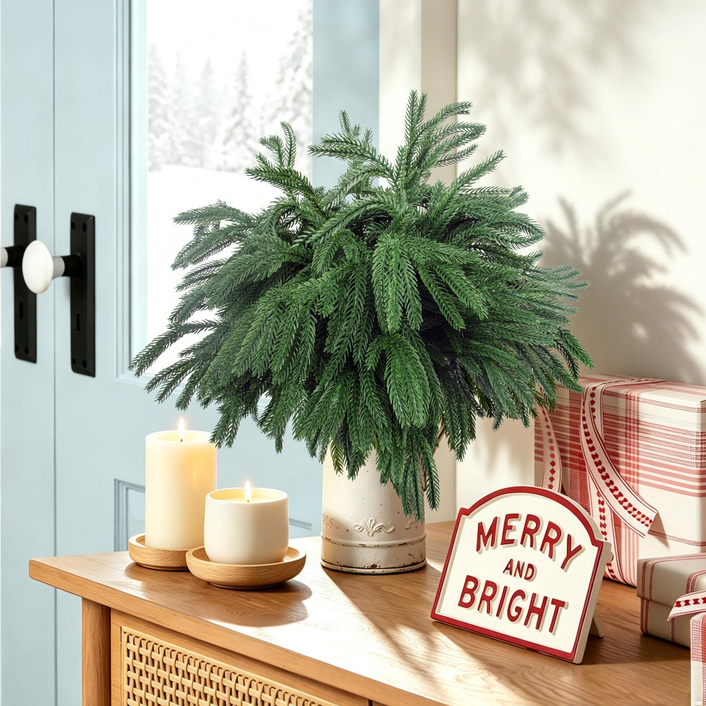Rowfad 12 Pcs Artificial Norfolk Pine Branches Faux Christmas Stems (12)