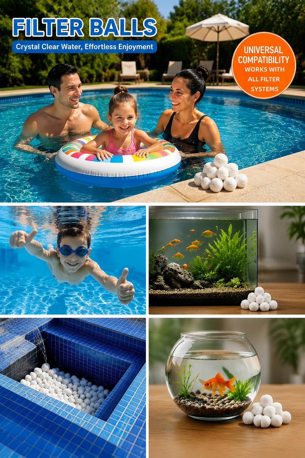 LYQC 3 lbs Pool Filter Balls Eco-Friendly Fiber Filter Media for Swimming Pool Sand Filters (Equals 50kg/100lbs Pool Filter Sand) (3, Pounds)