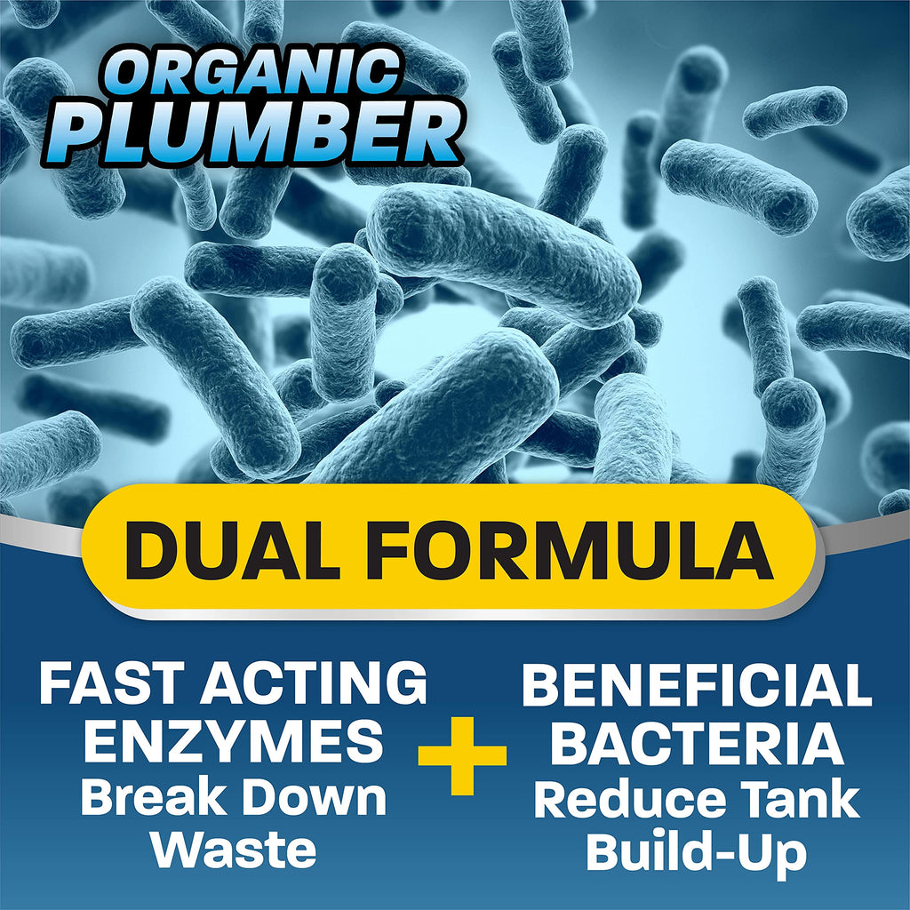 Organic Plumber Septic Tank Cleaner Treatment, Bacteria x Natural Enzyme Flushable Bio Tabs, Rid Sewage Waste & Clean Field System, 1 Year of Tablets