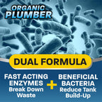 Organic Plumber Septic Tank Cleaner Treatment, Bacteria x Natural Enzyme Flushable Bio Tabs, Rid Sewage Waste & Clean Field System, 1 Year of Tablets