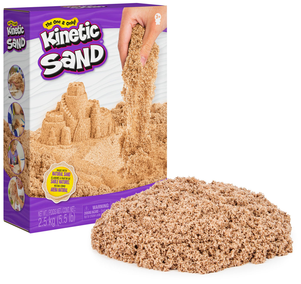 Kinetic Sand, 5.5lbs (2.5kg) Natural Brown Play Sand, Bulk Box for Arts and Crafts, Sandbox (Packaging May Vary), Moldable Sensory Toys, Ages 3 and up