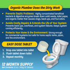Organic Plumber Septic Tank Cleaner Treatment, Bacteria x Natural Enzyme Flushable Bio Tabs, Rid Sewage Waste & Clean Field System, 1 Year of Tablets