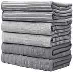 Premium Kitchen Towels 6 Pack 100% Cotton, 20"x28" Dish Towels - Grey