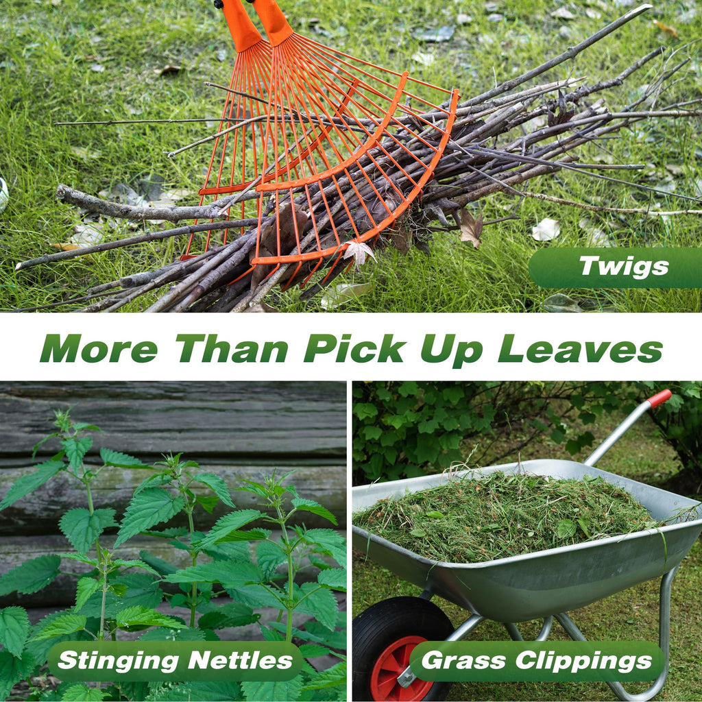 Walensee Leaf Grabber Rake, Long Handle Yard Debris Collector for Lawn