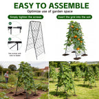 50"x17" Heavy Duty Metal Garden Trellis - Rust-Proof A-Frame Cucumber Trellis with High-Density Rhombus SteelGrats for Climbing Plants, Tomatoes & Raised Beds, Outdoor Use (2 Pack)
