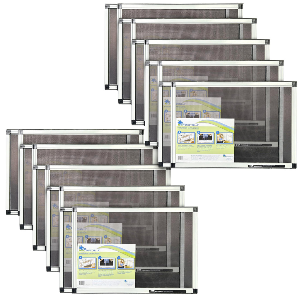 Fenestrelle Expandable Window Screen – 15″ H × 21″–40″ W Horizontal, 2‑Way Adjustable Window Screen with Flame Resistant Fiberglass Mesh, Pack of 10