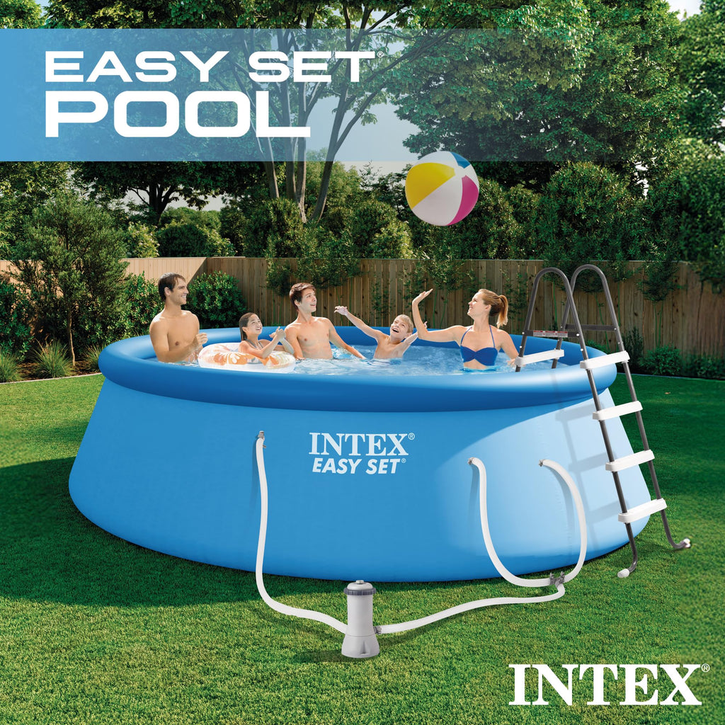 Intex Easy Set 15 ft x 48in Above Ground Pool Set, Round Inflatable Swimming Pool with 1000 GPH Cartridge Filter Pump, Ladder, Cover, & Ground Cloth