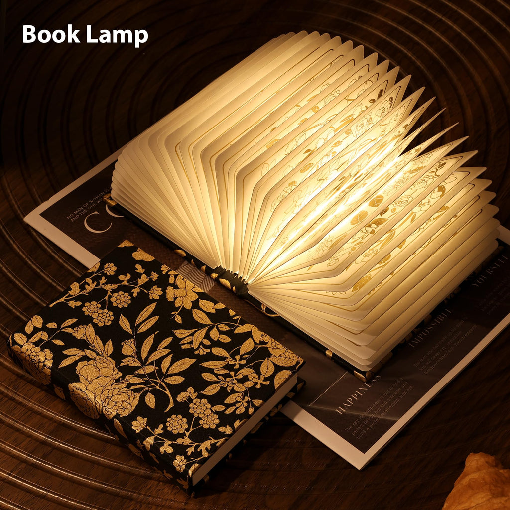 ZBOLE Book Lover Gift, Folding Book Lamp Decor, Portable Print Book Light