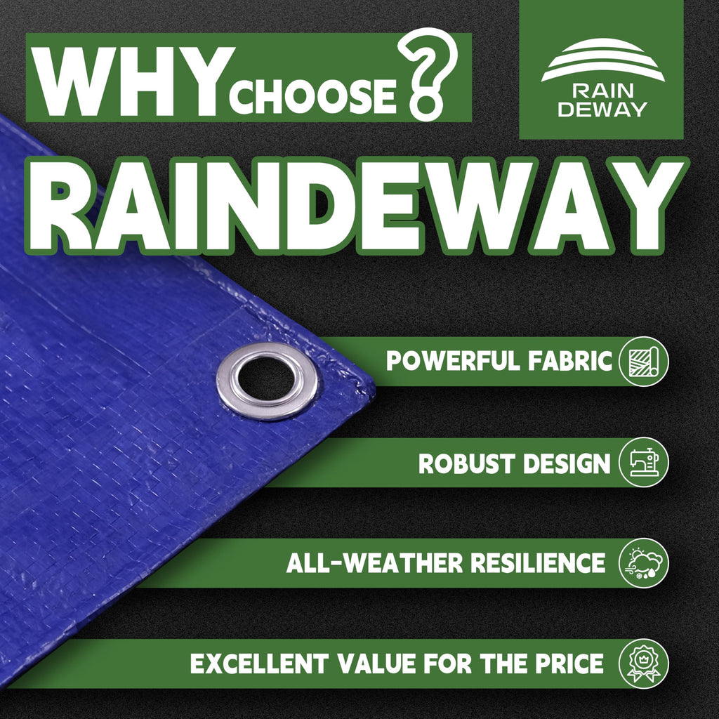 RAINDEWAY Small Tarps 5x5 Feet (2 Pack) 5 Mil Thick Waterproof Blue Tarp Multipurpose Tear Resistant Poly Tarp Cover for Roof Camping Car Patio