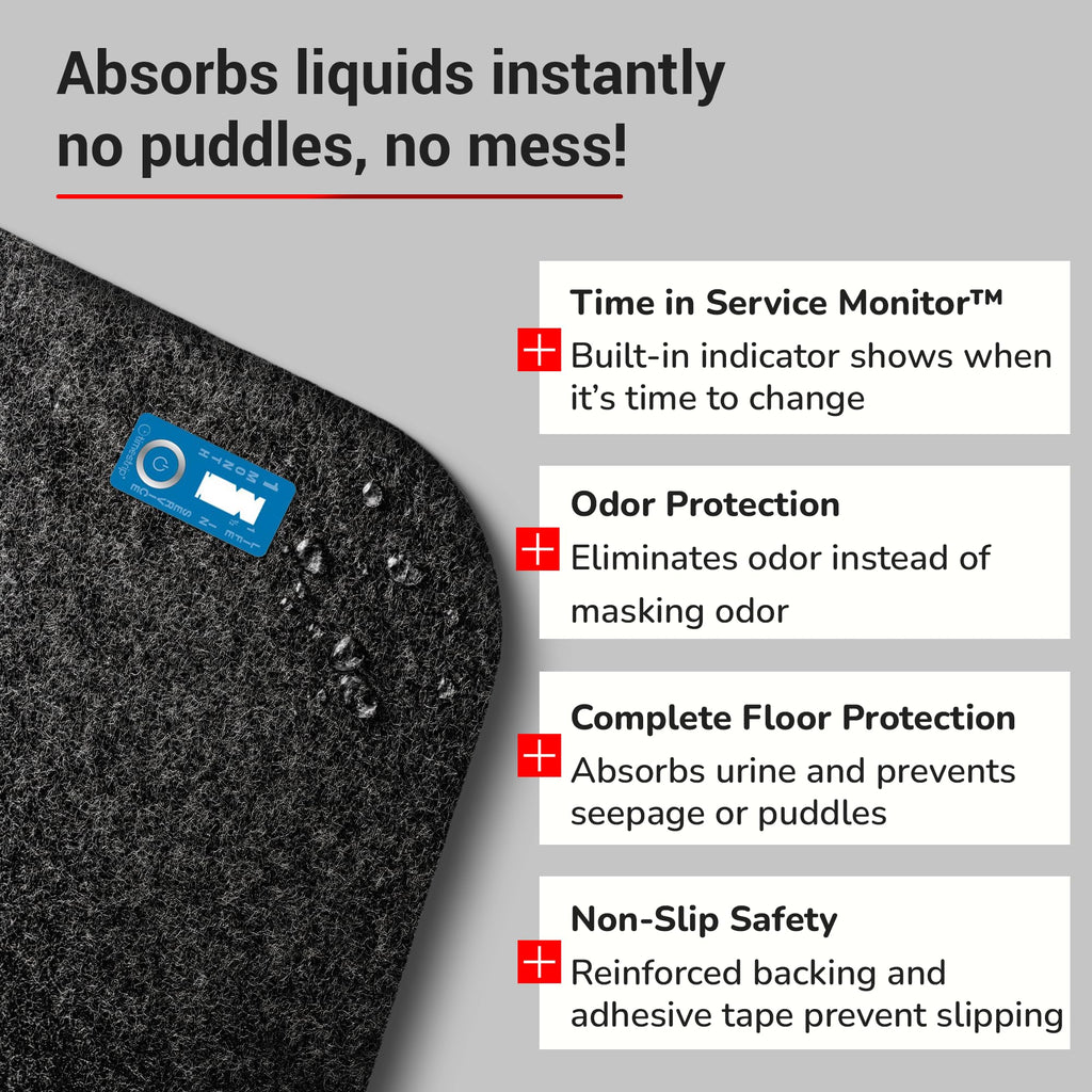 Hygomat Disposable Urinal Mats, Time Monitor, Non-Slip Adhesive, Case of 6, Charcoal, Made in the USA