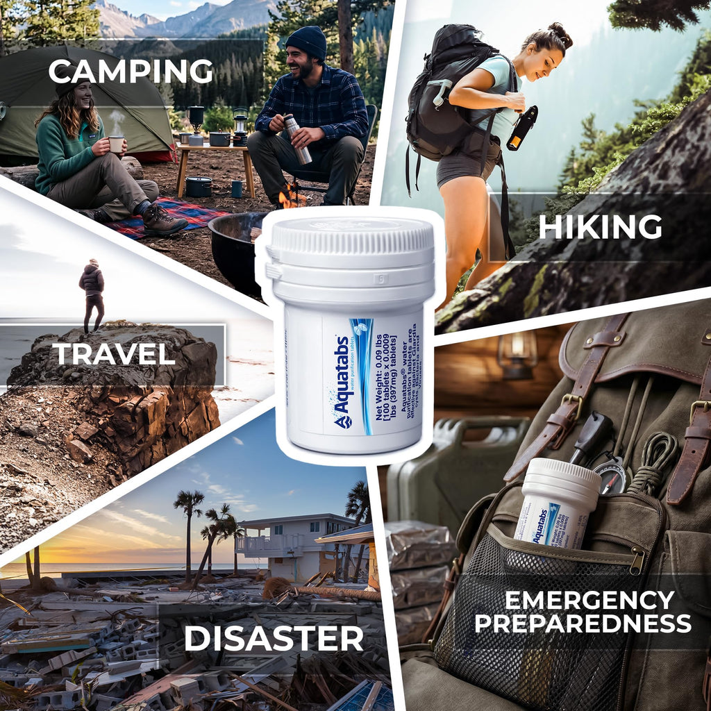 Aquatabs Water Purification Tablets, 397mg 100 Pack, Camping & Emergency