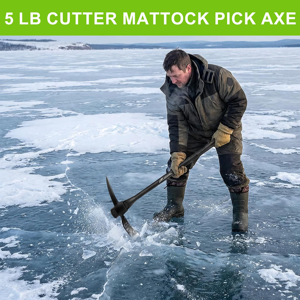glorousamc Forged Adze Pick, Weeding Mattock Hoe Pick Mattock with Fiberglass Handle, Garden Pick, Great for Loosening Soil, Archaeological Projects (5LB-with 36" Fiberglass Handle)
