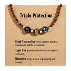 Triple Protection Necklace Gifts for Women, Healing Crystals Choker