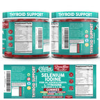ThyroGlow Thyroid Support Gummies Selenium Iodine KSM 66 Ashwagandha L Tyrosine Vitamin D, C, B12, B6 Turmeric Blueberry Holy Basil Folate Bladderwrack by Clean Nutra