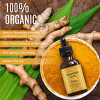 DERMAXGEN Organic Turmeric Oil for Skin Lightening - Turmeric Face Oil for Dark Spots, Anti-Aging & Hydrating Dry Skin - Glow Moisturizer for Face, Neck & Eyes (4 FL OZ / 60 ML)