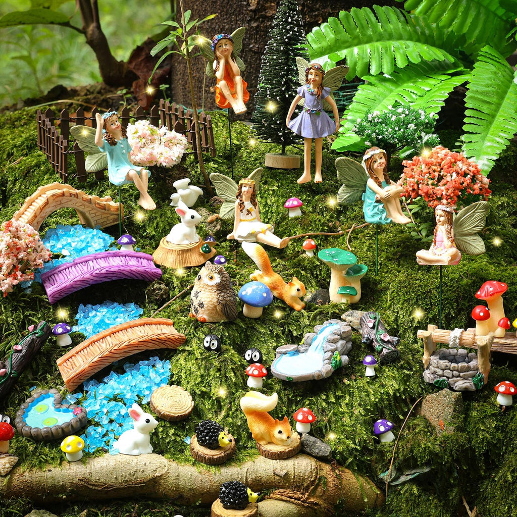 HIYZI 100 Pcs Fairy Garden Accessories Miniatures Figures Kit