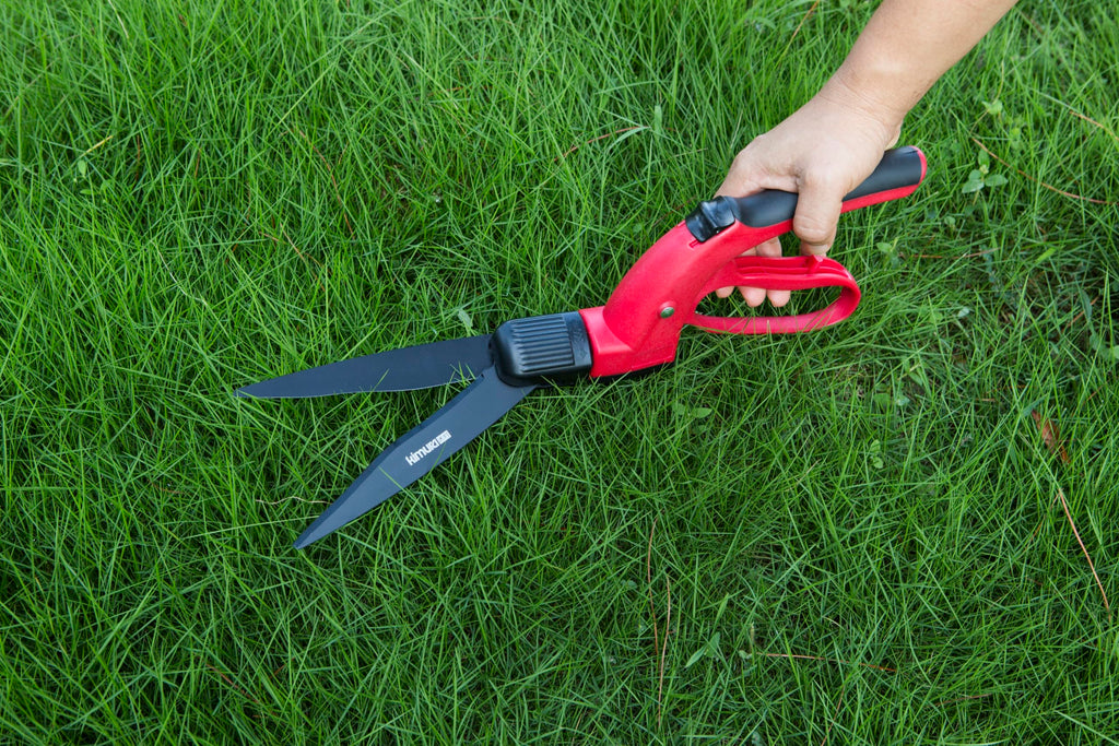 Kimura® Pro Grass Shears - Premium Lawn Shears with 360° Rotating Head, Japanese SK5 Steel Blades, Lightweight, Ergonomic TPR Coated Handles, Garden Shears for Edging and Trimming - 15" Grass Clippers