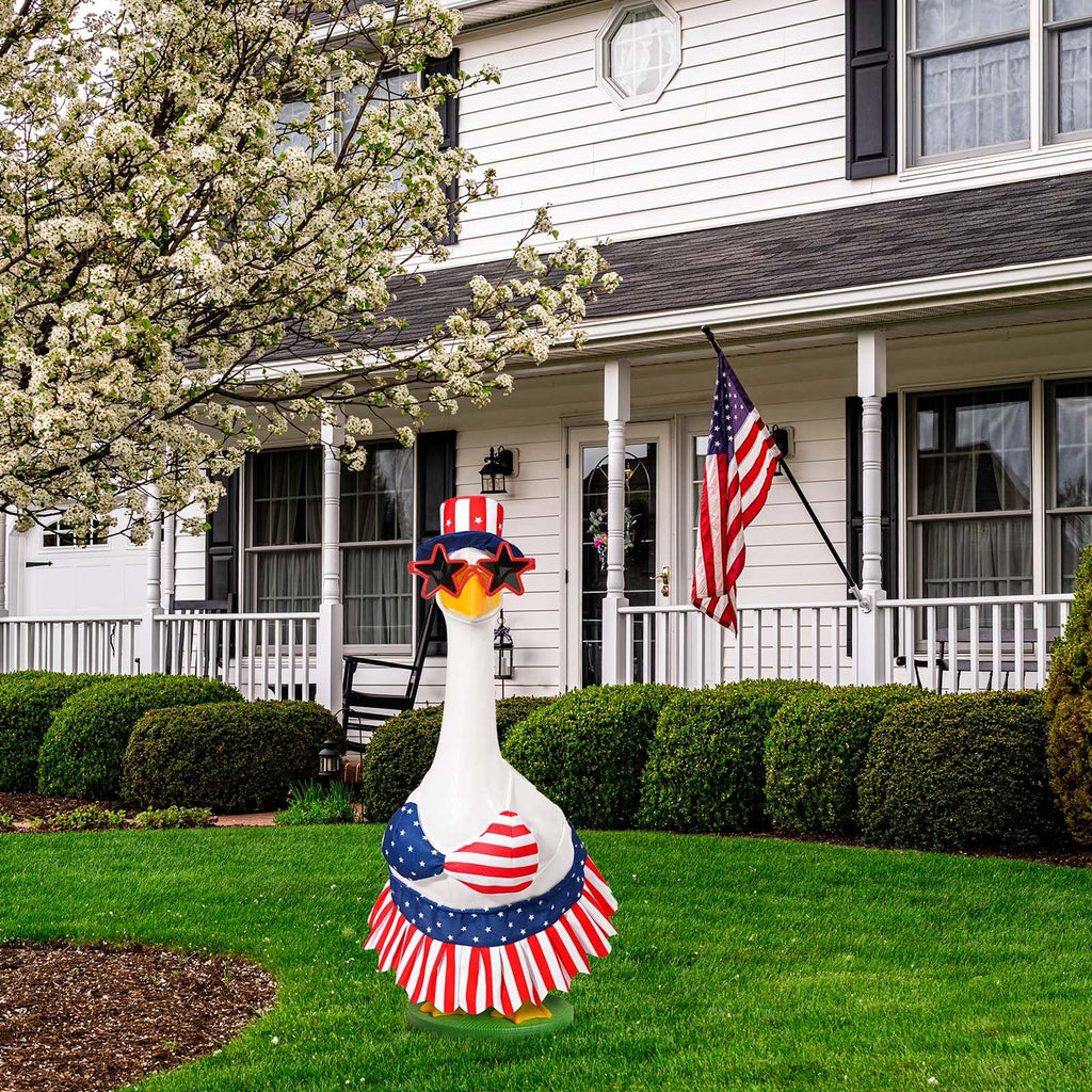4th of July Bikini Goose Outfit Patriotic Porch Goose Clothes for Independence Day & Memorial Day Fits 23" Cement Plastic Goose Statue for USA 250th Anniversary Summer Outdoor Garden Yard Patio Decor