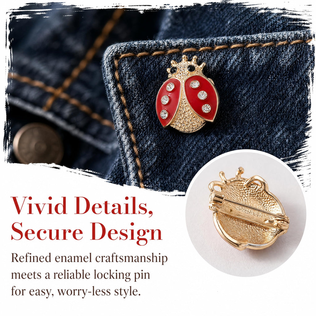 WRITWAA 12 Pcs Ladybug Brooch Pins Set for Women and Girls