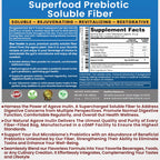 Organic Inulin Powder (48oz/3 lbs) Gentle Agave Prebiotic Soluble Fiber Supplement for Digestive Support, Gut Health, Vegan Baking, Smoothies & Drinks