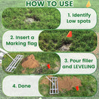 2-in-1 Lawn Leveling Rake, 20 Marking Flags for Low Spot,30"×10" Heavy Duty