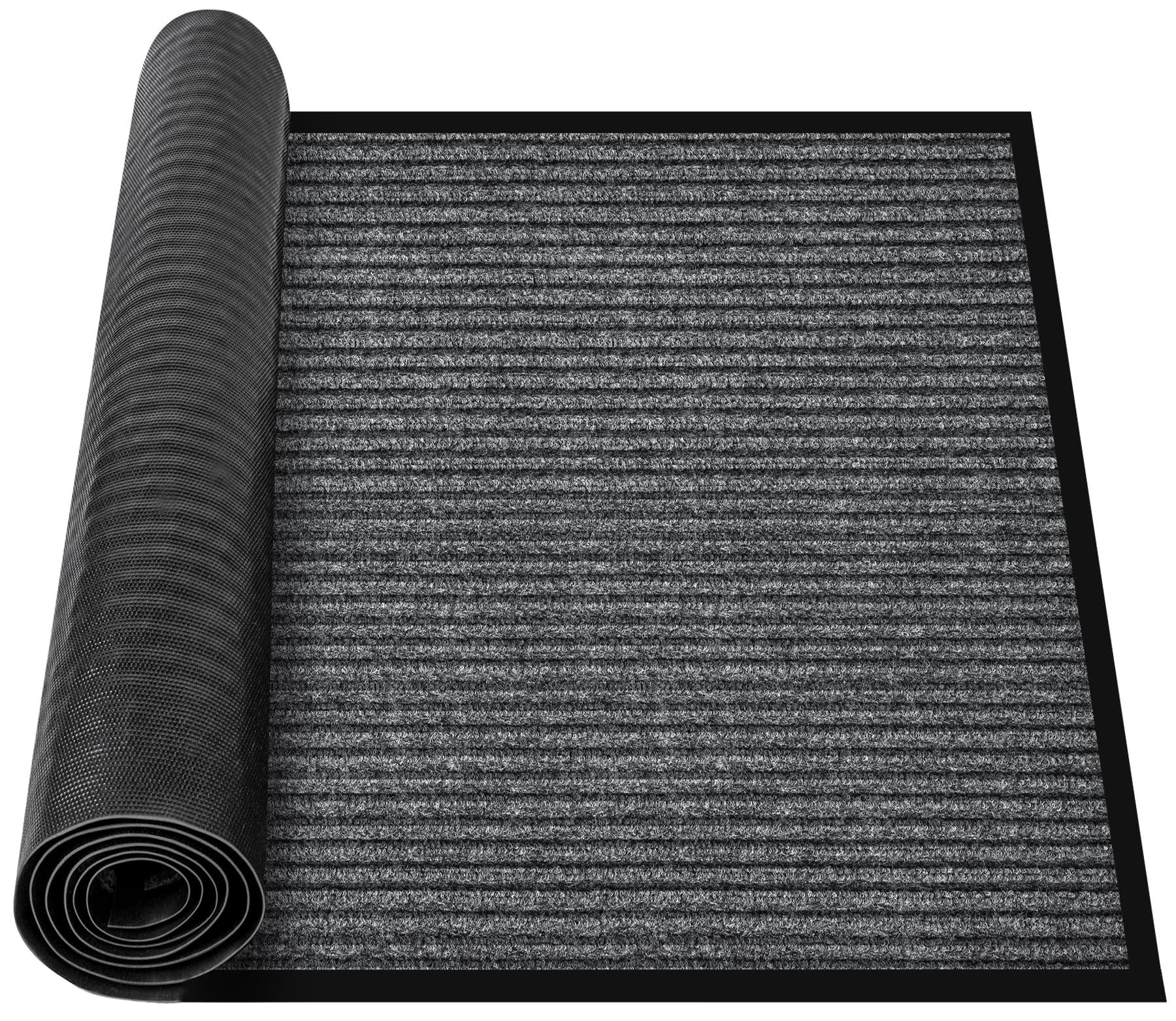 MYFAMIREA Commercial Floor Mat 3' x 5' Extra Large Front Door Industrial Rug Heavy Duty Brush Step Entrance Mat Weather Utility Rug with Non Slip Rubber Backing Low Profile for Entryway, Charcoal Grey