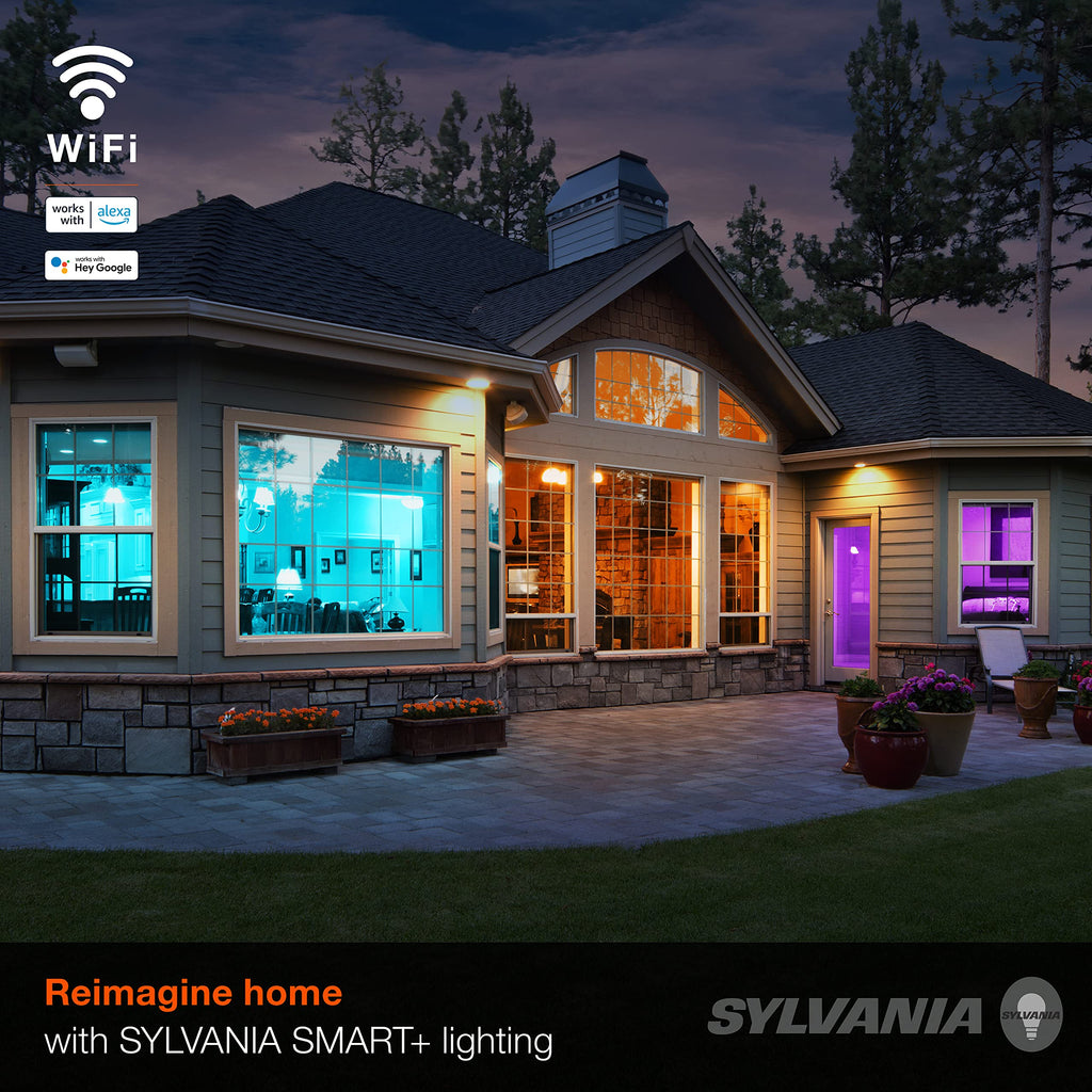 SYLVANIA Wifi LED Smart Light Bulb, 60W Equivalent Full Color and Tunable White A19, Dimmable, Compatible with Alexa and Google Home Only - 4 Pack (75674)