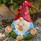 Mood Lab Garden Gnome - Funny Zen Hippie Gnome Figurine - 9.1 Inch Tall Lawn Statue - for Outdoor or House Decor