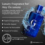 PB ParfumsBelcam G Eau Blue Eau de Toilette Spray ��� Men���s Cologne, Long-Lasting Summer Fragrance for Men and Teen Boys, Perfume para Hombre ��� 3.4 Fl Oz ��� Fresh Blue Scent