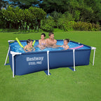Bestway Steel Pro 8.5 Feet x 67 Inch x 24 Inch Rectangular Steel Frame Above Ground Outdoor Backyard Swimming Pool, Blue (Pool Only)
