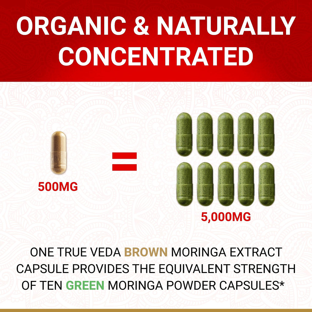 USDA Organic Moringa Capsules | Moringa Organic Pure Tablets | Vegan Premium Herbal Supplement from 10:1 Leaf Extract | Natural Plant-Based Support | 60 Capsules