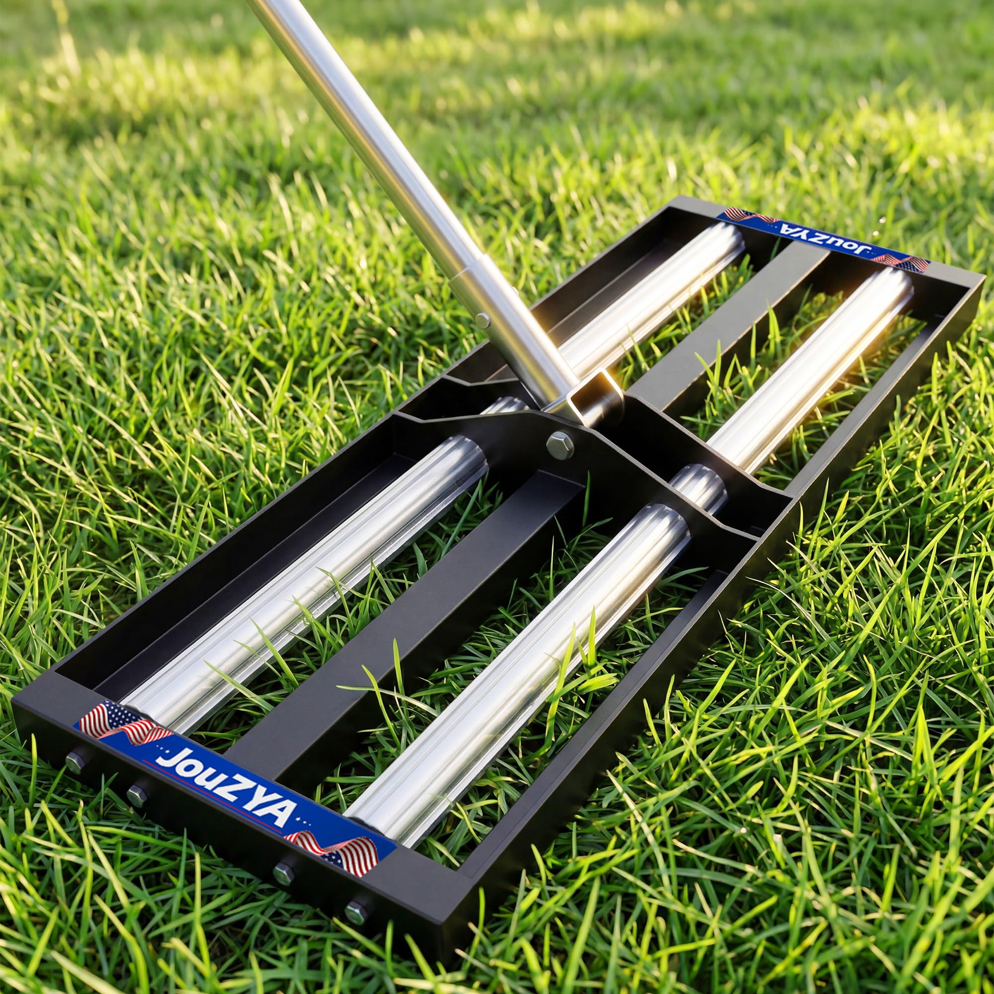 Updated Lawn Leveling Rake 30"x10", Lawn Leveler with Aluminum Rollers
