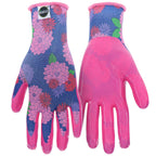 Miracle-Gro Women's Nitrile Coated Grip Floral Pattern Gardening Work Gloves 3-Pack, Extreme Comfort, Excellent Grip, Water Resistant, Pink/Purple, Medium, (MG37126/WML)
