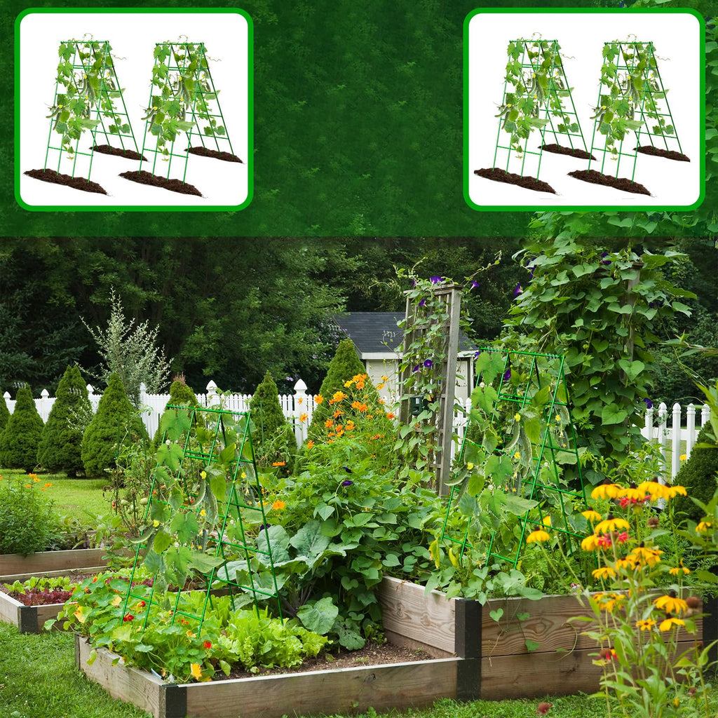 No Assembly Required Cucumber Trellis,2 Pack Trellis for Cucumbers,Outdoor Raised Bed Climbing Plant Support,A-Frame Garden Frame,Used for Vegetables,peas,Tomatoes,Squash,Melon and Fruit Frame
