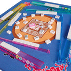 GUSTARIA American Mahjong Game Set, 166 Premium White Tiles, 4 All-in-One Color Rack/Pushers, Complete Mahjong Set Blue Carrying Bag