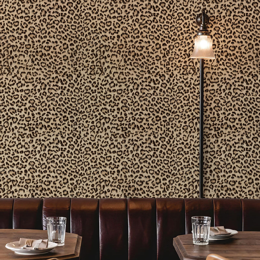 JiffDiff Leopard Print Peel and Stick Wallpaper, Waterproof Removable Self Adhesive Textured Wall Paper, Yellow Unique Funky Cheetah Contact Paper for Bedroom and Bathroom 240"X17.3"(28.8 sq. ft)