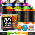 ARTISTRO 100 Acrylic Dual-Tip Glass Marker Pens for Wine Glasses