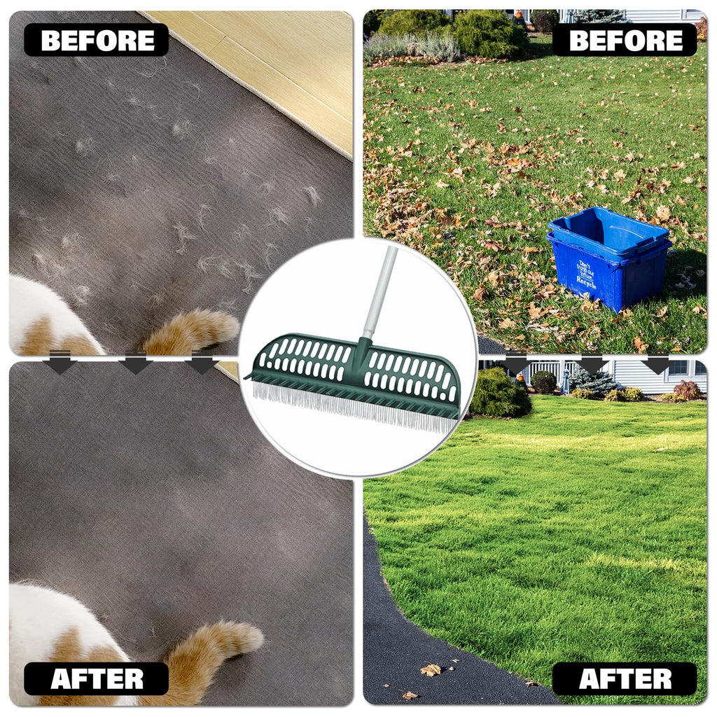 SOYUS Artificial Turf Rake, 2-in-1 Turf Sweeper for Carpets & Garden Lawns