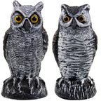 Hausse 2 Pack Fake Horned Owl Bird Scarecrow Decoy 10.5 Inch Height, Plastic Deterrents, Halloween Decoration, Nature Enemy Pest Repellent for Outdoor Garden Yard