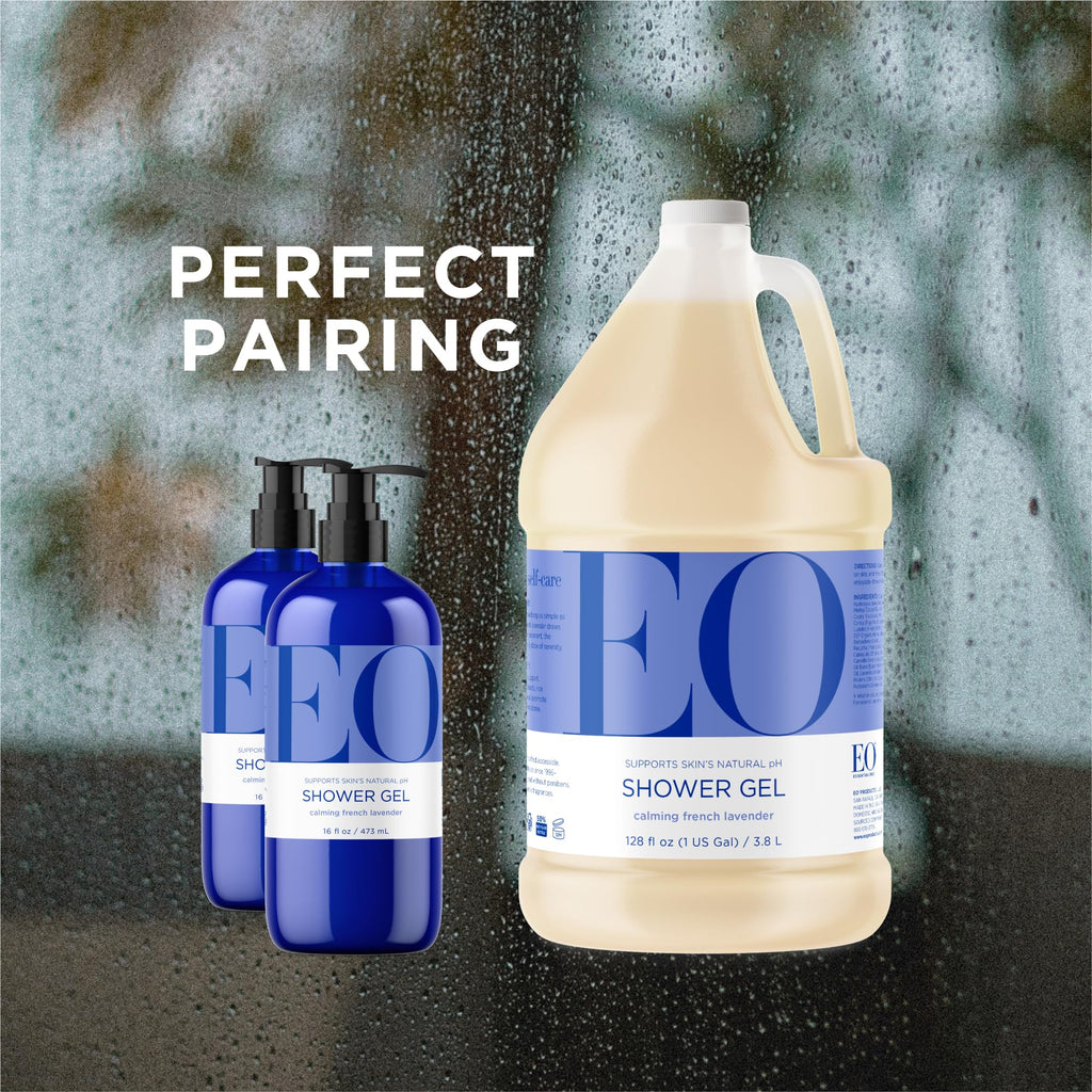 EO Shower Gel Body Wash, 16 Ounce (Pack of 2), Lavender, Organic Plant-Based Skin Conditioning Cleanser with Pure Essentials Oils