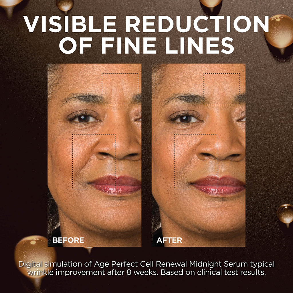 L'Oreal Paris Age Perfect Anti-Aging Midnight Face Serum, Reduce Wrinkles 1oz + Eye Cream Sample