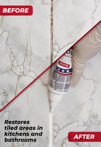 Tile Grout Repair, White 8.8 oz/250gr. Fast Drying Grout Repair Kit, Grout Filler Tube Repair Kit, Tile Grout Paint, Grout Sealer Restore and Renew Bathroom Floor, Tile Gaps, Joints, Lines