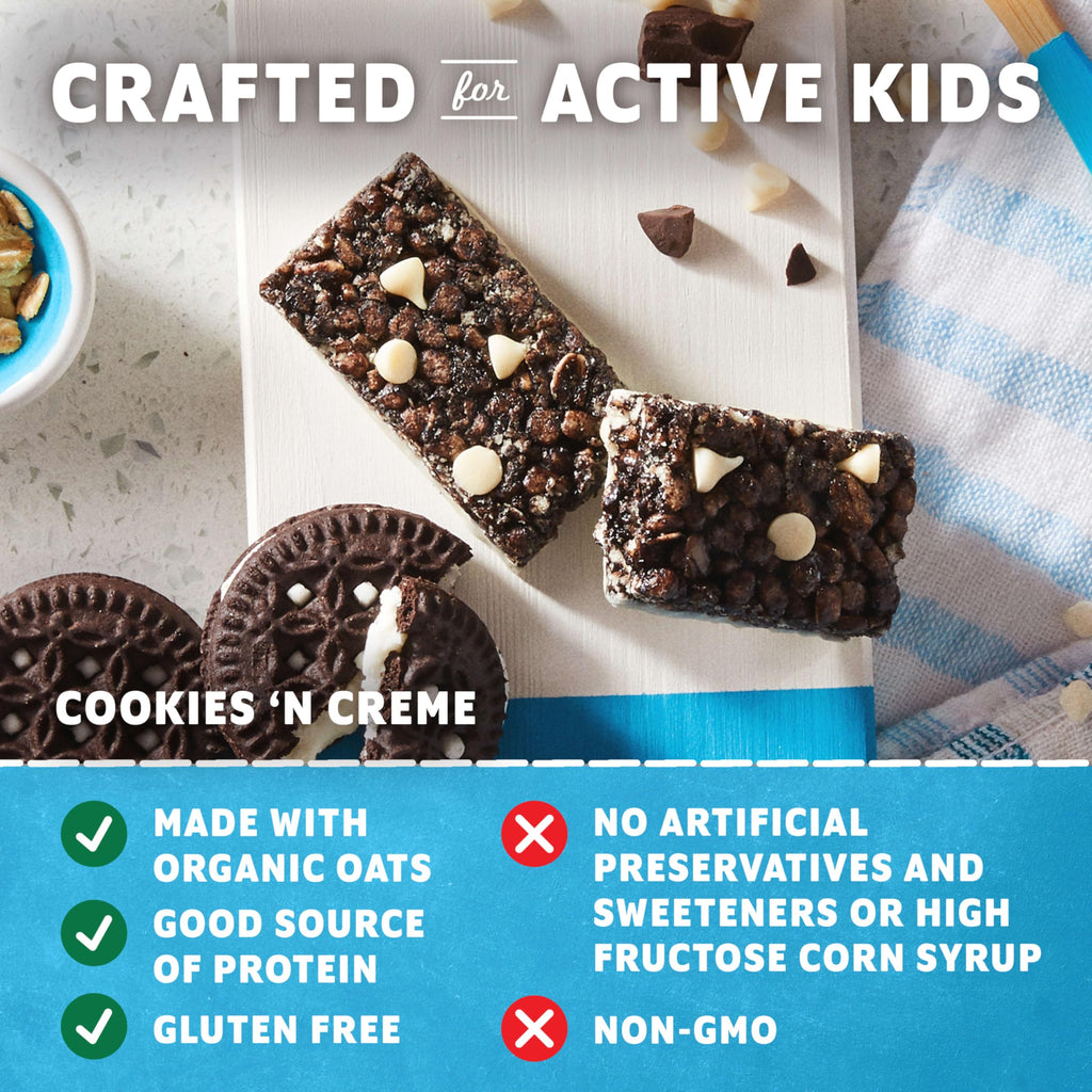 Zbar Protein - Cookies 'N Creme - Snack Bars - Made with Organic Oats - Non-GMO - 5g Protein - Gluten Free Protein Bars - Snacks for Kids (15 Pack)