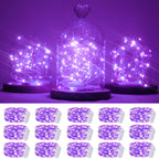 SmilingTown 15 Packs 20 Led Purple Fairy Lights Battery Operated 6.6ft Silver String Lights Waterproof Firefly Starry Light for DIY Table Centerpieces Wedding Halloween Christmas Party Decor