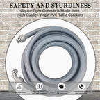 Wocloer Liquid-Tight Conduit - 3/4inch 25 Foot Flexible Non Metallic Liquid Tight Electrical Conduit Kit, With 4 Straight and 3 90-Degree Conduit Connector Fittings.3/4" Dia
