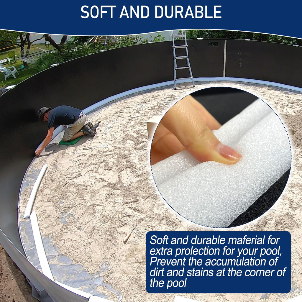 Desunqin 46.5" 22PCS Peel and Stick Pool Cove for 27' Round Above Ground Pool, Closed Cell Foam Peel and Stick Above Ground Pool Cove with Adhesive Backing, Protect Pool Liner, Prevents Excess Wear