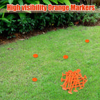 Nuanchu 50 Pcs 5 Inch Low Profile Survey Markers Hi-vis Line Yard Property Marker Survey Stakes for Patios, Lawn Edges, Gardens, Paver Landscape Fabric Tarps Weed Barriers (Orange,5 x 1.5 Inches)